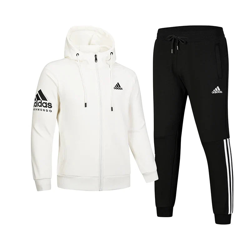 Survêtement Adidas ensemble capuche jogging blanc & noir