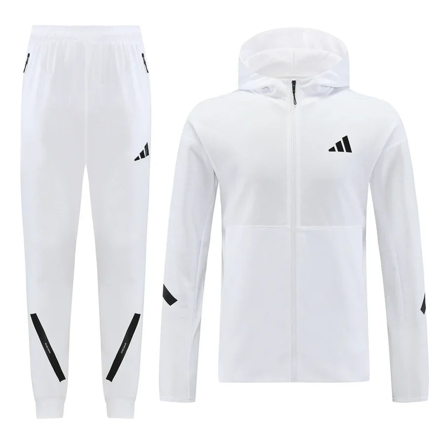 Survêtement jogging Adidas ensemble capuche blanc white