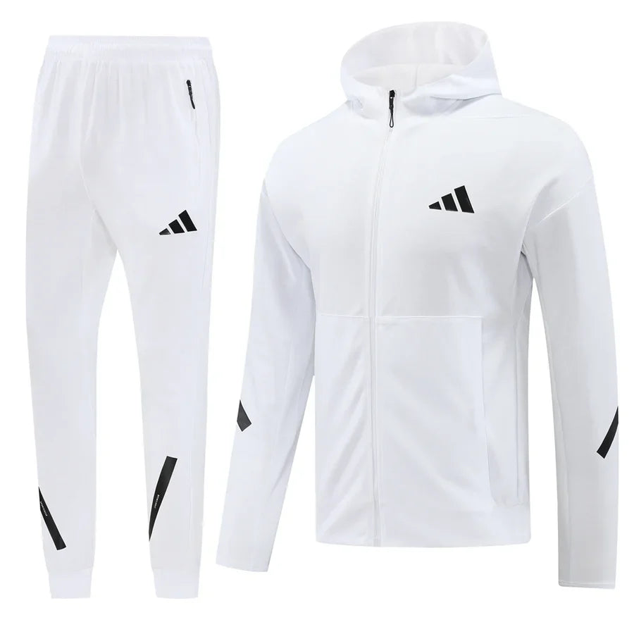 Survêtement jogging Adidas ensemble capuche blanc white
