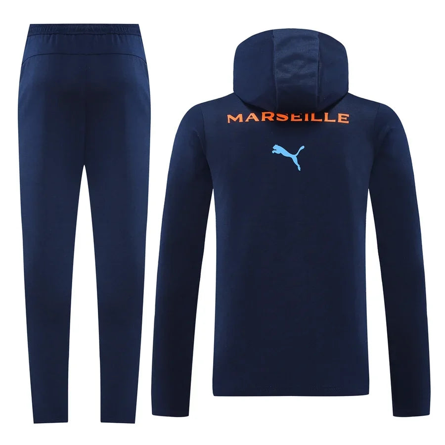 Survêtement OM ensemble football capuche jogging Marseille bleu marine 2024/25