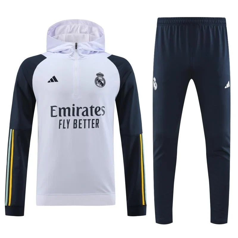 Survêtement capuche Real Madrid blanc/bleu 2023/24