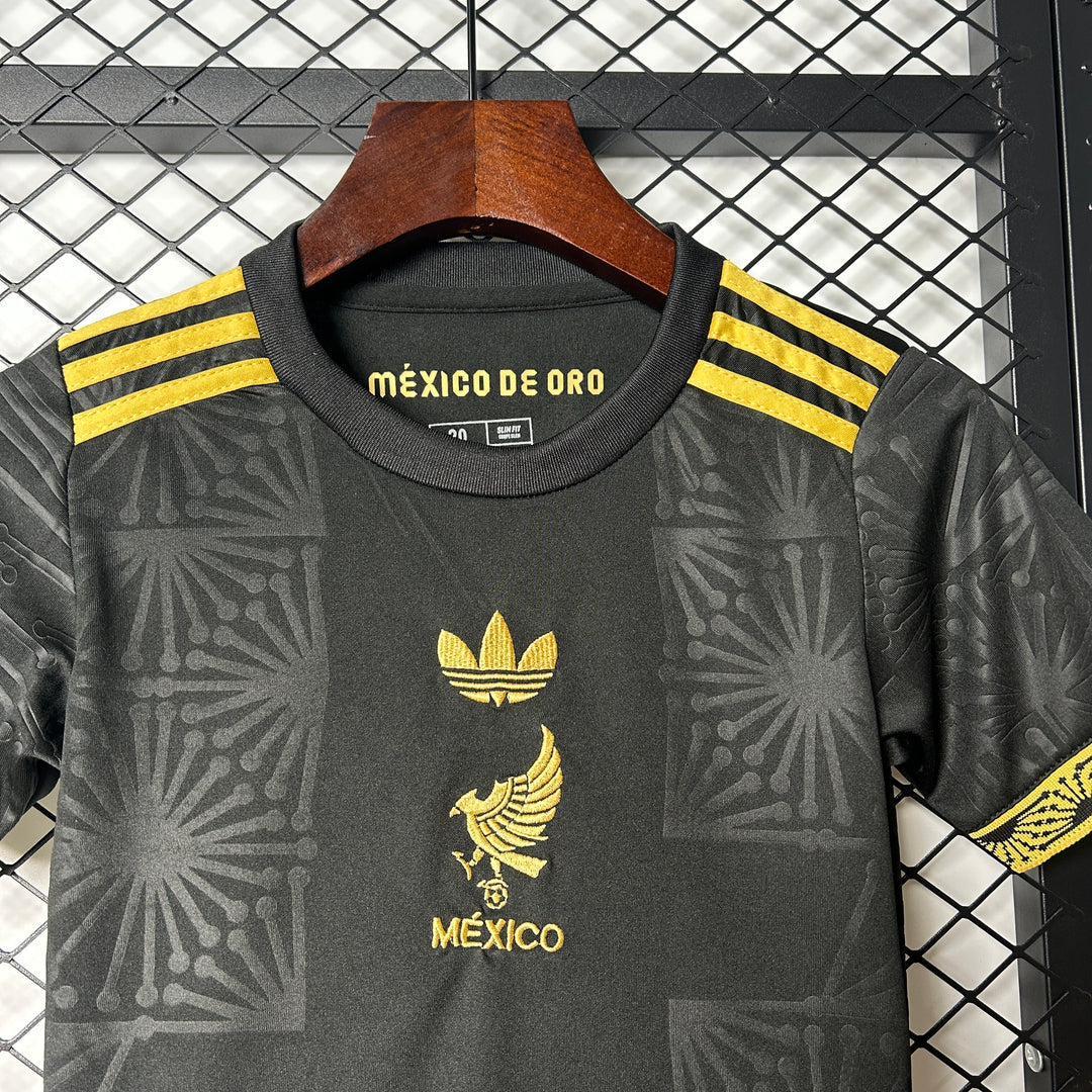 Kit ensemble football Mexique/Mexico 25 Gold noir adulte/enfant 2025/26