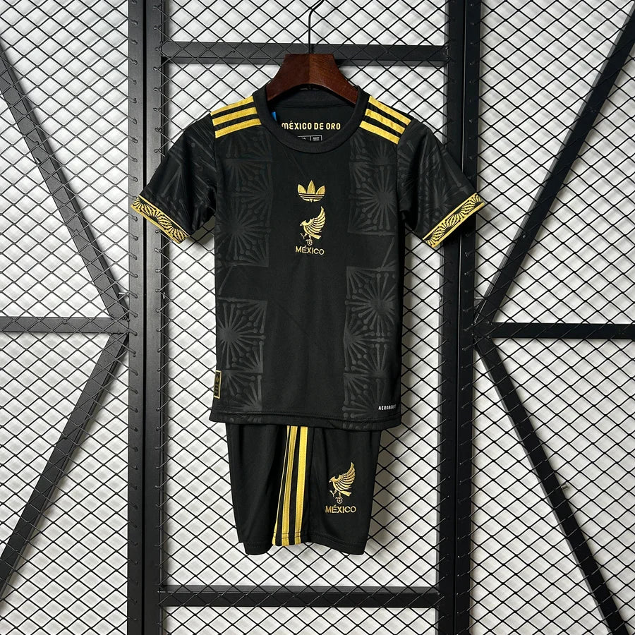 Kit ensemble football Mexique/Mexico 25 Gold noir adulte/enfant 2025/26