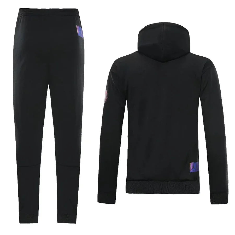 Survêtement ensemble capuche PSG jogging football Paris noir & rose